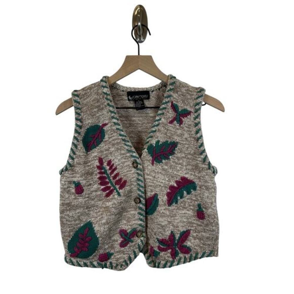 Vintage Leaf vest cozy academia cottagecore embroidered Women’s‎ size S